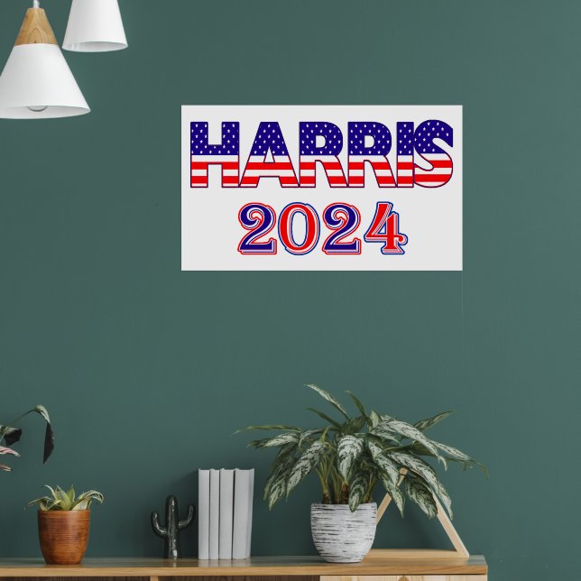 Póster Harris 2024 Presidente Democrat USA Flag Text (Salón 1)
