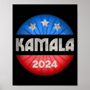 Póster Harris 2024 Presidente Divertido Botón Antiguo Vot