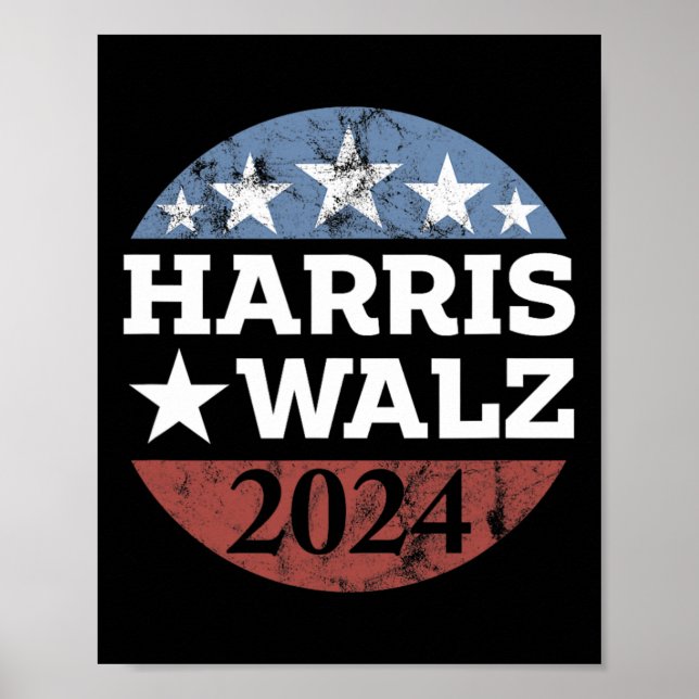 Póster Harris &amp; Tim Walz Por La Campaña Presidencial  (Frente)