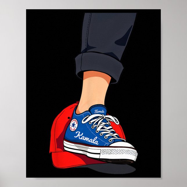 Póster Harris Azul Pateando Mega Sombrero Rojo (Frente)