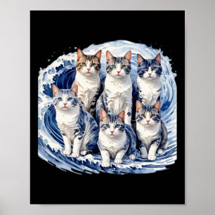 Póster Harris Blue Cats Wave - Divertido para dueños de g