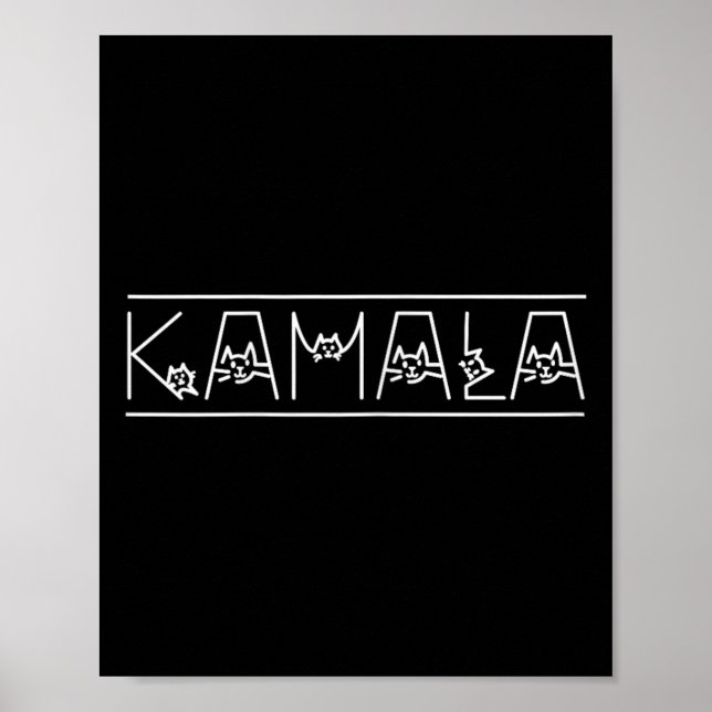 Póster Harris Cat Lettering Positive Funny Shirt Kamala (Frente)