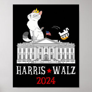 Póster Harris Ganó Elección Presidencial 2024 Gato Divert