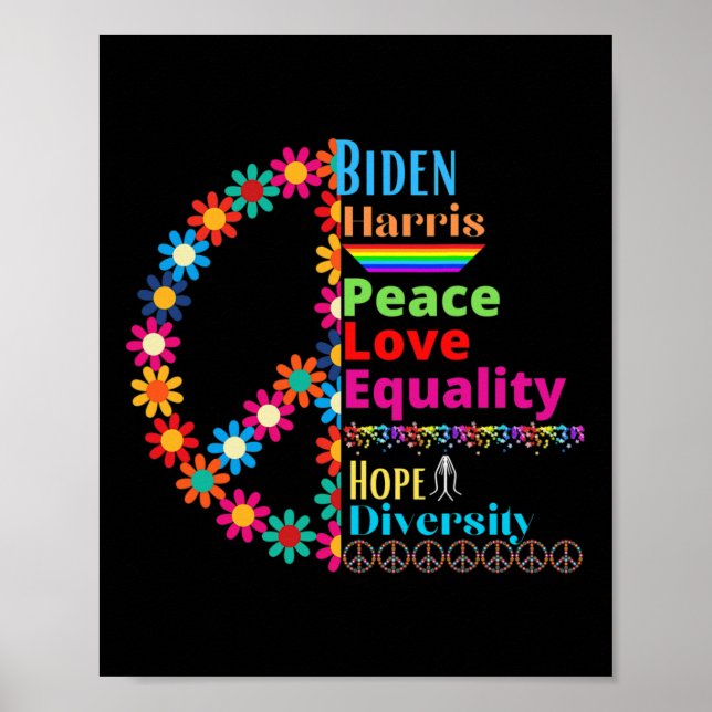 Póster Harris Love Peace Diversity Equality Shirt (Frente)