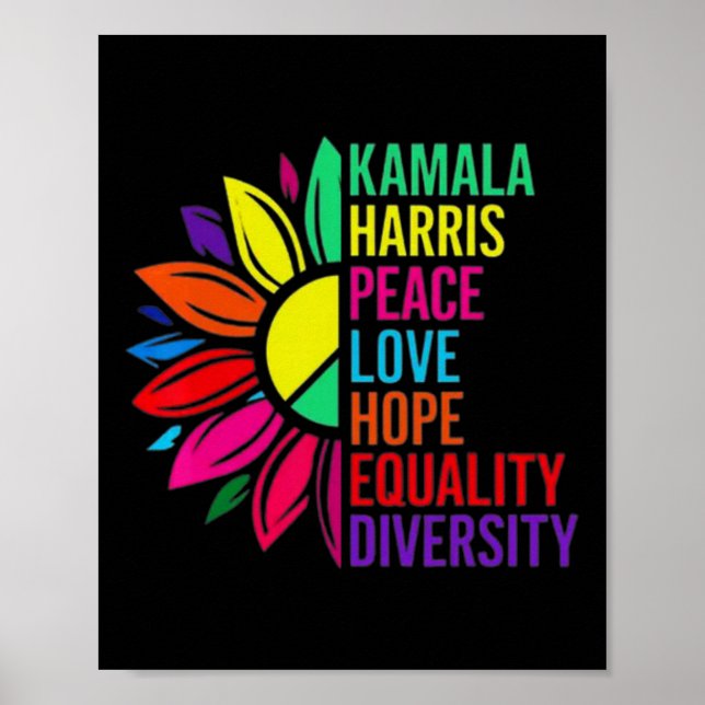 Póster Harris Peace Love Equality Hope Diversity 1 (Frente)