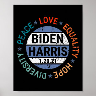 Póster Harris Peace Love Equality Hope Diversity enero