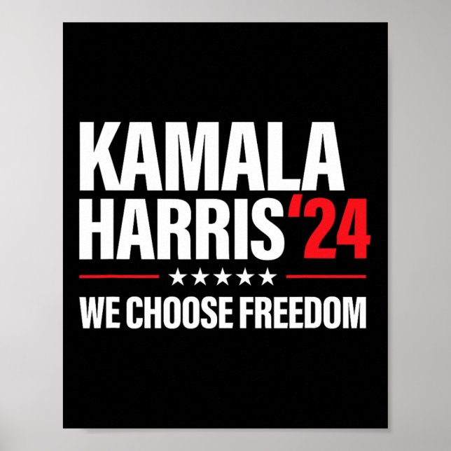 Póster Harris Presidente 2024 Elección Elegimos Libertad (Frente)
