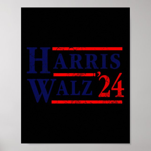 Póster Harris Tim Walz 2024 Fiesta demócrata electoral (Frente)