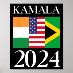 Póster Harris Vote 2024 Bandera jamaiquina india-estadoun