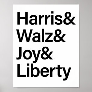 Póster Harris W Joy Liberty Vote Kamala Harris Presidente
