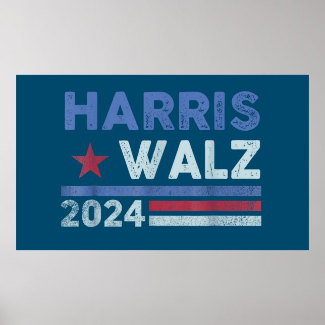 Póster Harris Waltz 2024 Elecciones Kamala Harris Navy Bl (Frente)