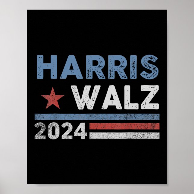 Póster Harris Waltz 2024 Elecciones Kamala Harris Tim Wal (Frente)
