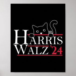 Póster Harris Waltz 2024 Gracioso Cat Lady Kamala Harris 