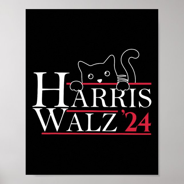 Póster Harris Waltz 2024 Gracioso Cat Lady Kamala Harris  (Frente)