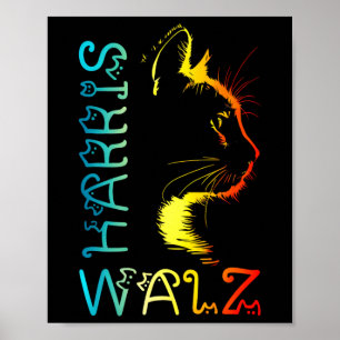 Póster Harris Waltz 2024 Kamala Wheimer Señora Gato Diver