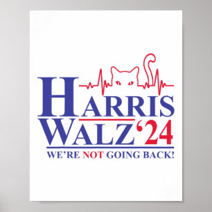 Póster Harris Waltz 2024 No vamos a volver un gato gracio