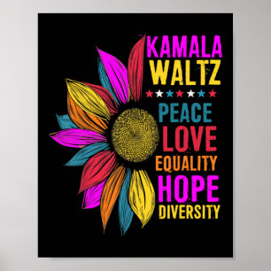 Póster Harris Waltz Peace Love Equality Hope Diversity