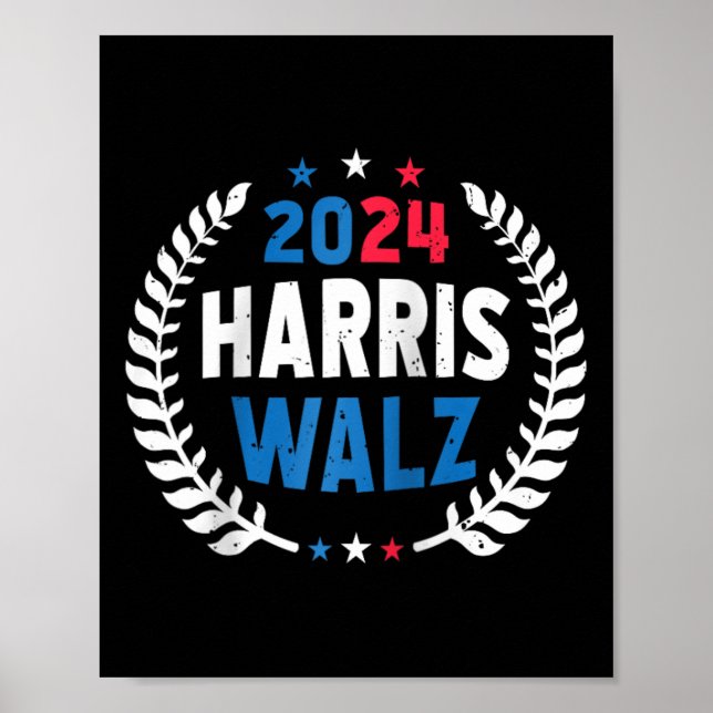 Póster Harris Walz 2024 Elecciones Kamala Harris Tim Walt (Frente)