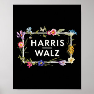 Póster Harris Walz 2024 Florales Harris Waltz 2024