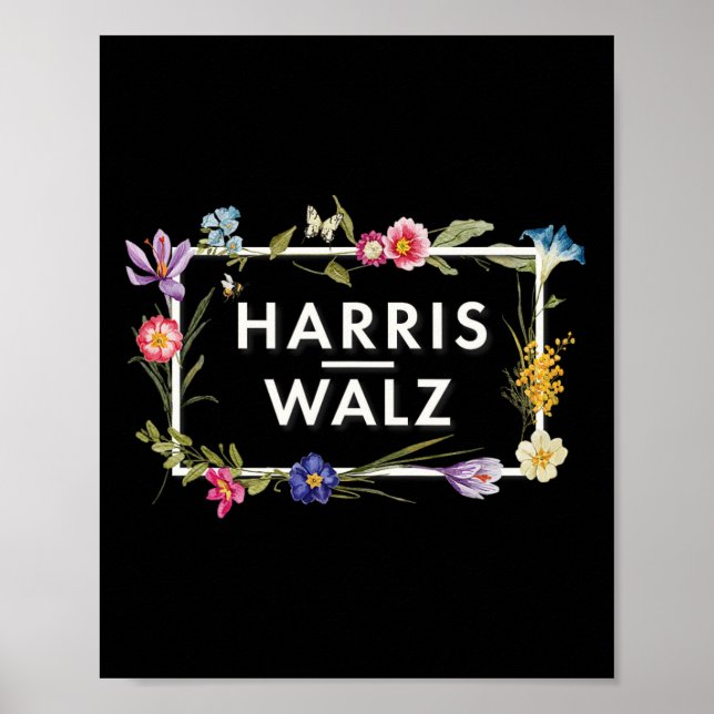 Póster Harris Walz 2024 Florales Harris Waltz 2024 (Frente)