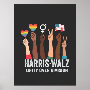 Póster Harris Walz 2024 Unidad por las elecciones de la d