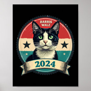 Póster Harris Wheimer 2024 Funny Cat Election Kamala Harr