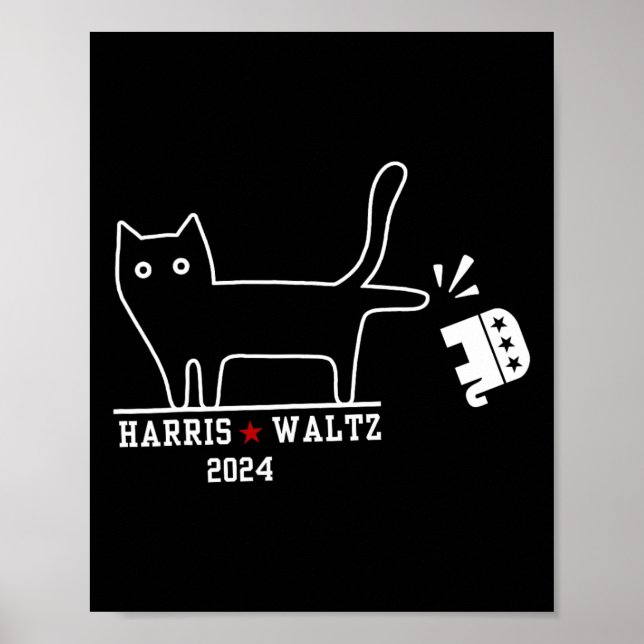 Póster Harris Wheimer 2024 Funny Cat Election Kamala Harr (Frente)