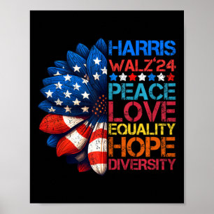 Póster Harris Wheimer 2024 Peace Love Equality Hope Diver
