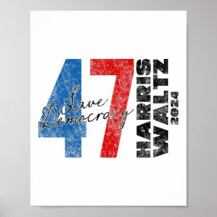 Póster Harris Wheimer 2024 Save Democracy 2024 Elections