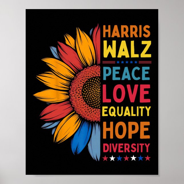 Póster Harris Wheimer Peace Love Equality Hope Diversity (Frente)