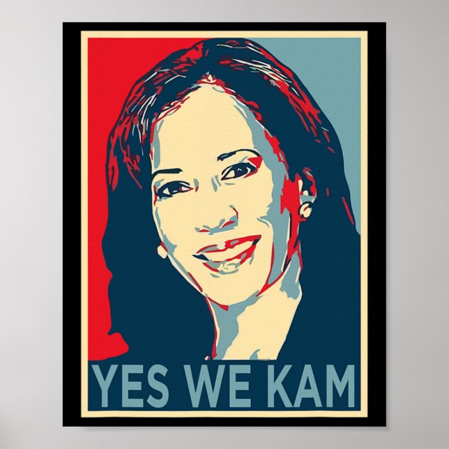Póster Harris Yes We Kam 2024 Campaña Política Electoral (Frente)
