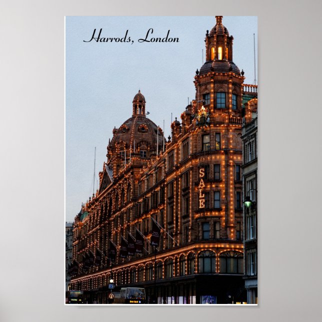 Póster Harrods, luces nocturnas de Londres (Frente)