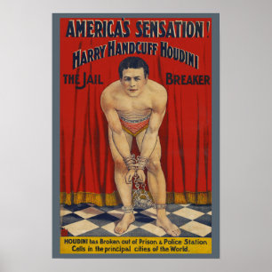 Póster Harry Handcuff Houdini, el inventor de la cárcel