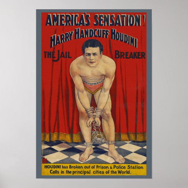 Póster Harry Handcuff Houdini, el inventor de la cárcel (Frente)