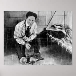 Póster Harry Houdini a punto de escapar de la cárcel