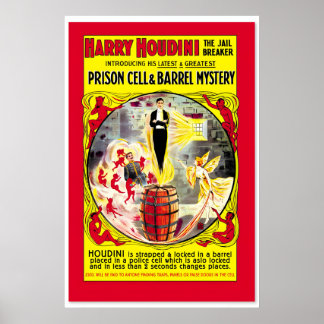 Póster Harry Houdini Escape de Barril Encerrado 905 Vinta