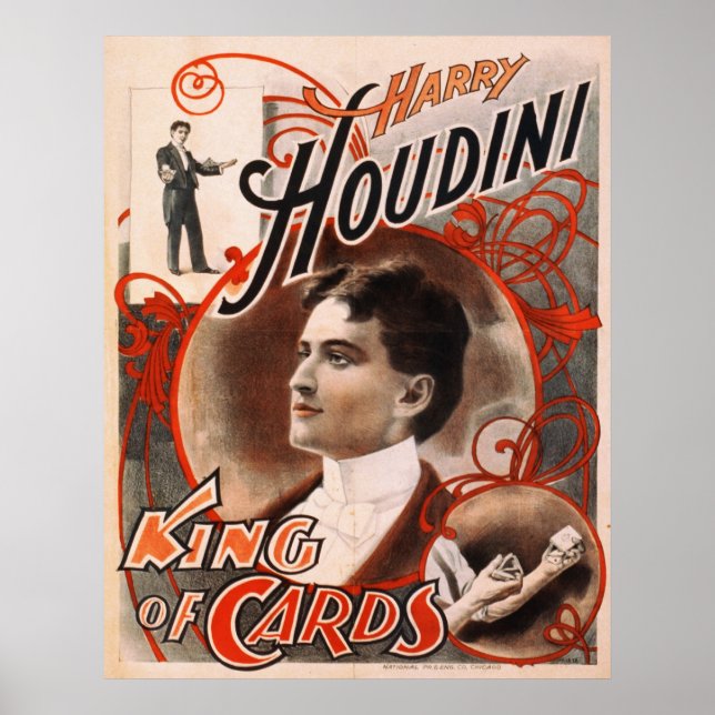 Póster Harry Houdini King Of Cards (Frente)