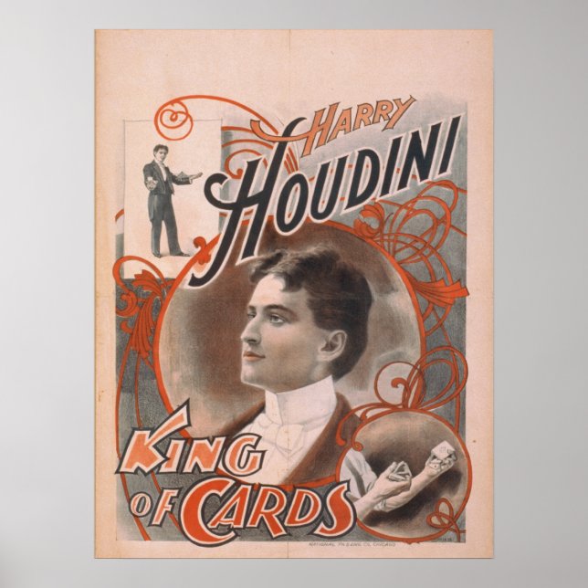 Póster Harry HOUDINI Magician VAUDEVILLE Poster (Frente)