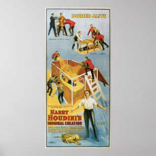 Póster Harry Houdini, vintage vivo enterrado Poster, 1914