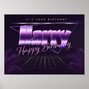 Póster Harry Name Vorname lila retro Poster Geburtstag