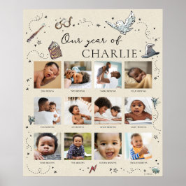 Póster Harry Potter 1er cumpleaños - Collage de fotos de 