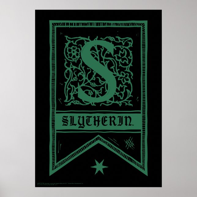 Póster Harry Potter | Banner de Monograma de Slytherin (Frente)