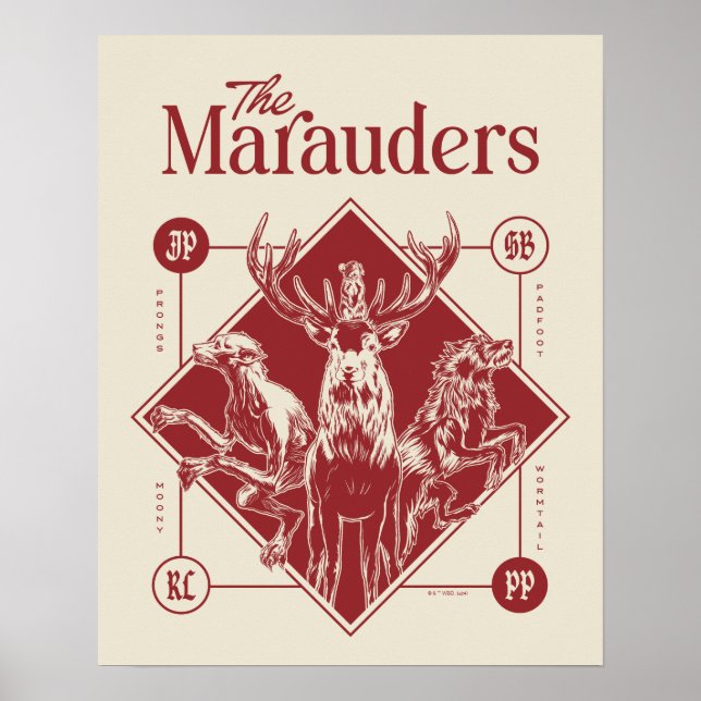 Póster HARRY POTTER™ El gráfico de Marauders Animagus (Frente)