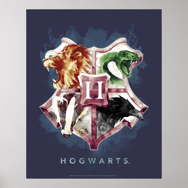 Póster Harry Potter | Escudo de HOGWARTS™ Acuarela (Frente)