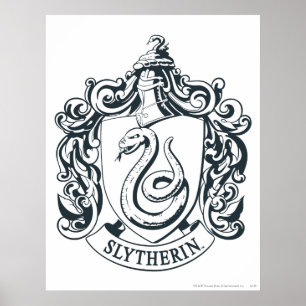 Póster Harry Potter   Escudo de Slytherin - Blanco y Negr