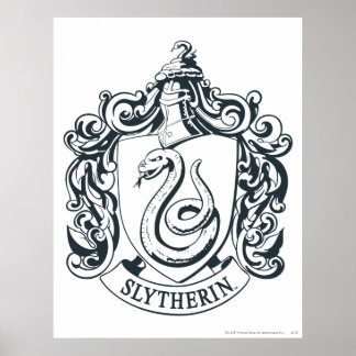 Póster Harry Potter | Escudo de Slytherin - Blanco y Negr
