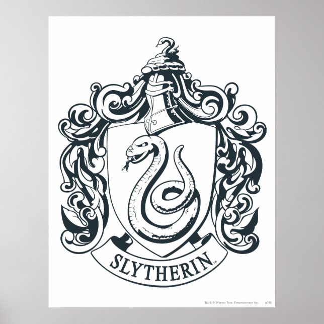 Póster Harry Potter | Escudo Slytherin - Blanco y negro (Frente)