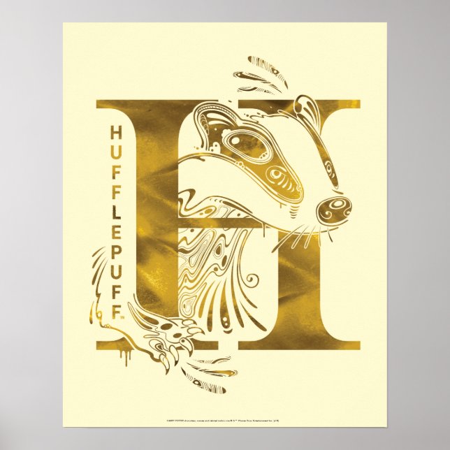 Póster Harry Potter | Gráfico Aguamenti HUFFLEPUFF™ (Frente)