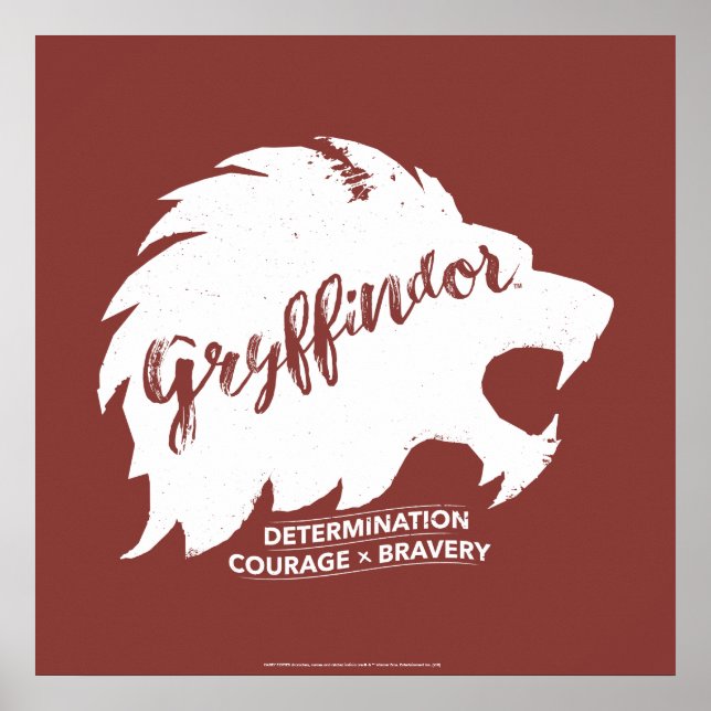 Póster Harry Potter | GRYFFINDOR™ Silueta Tipografía (Frente)