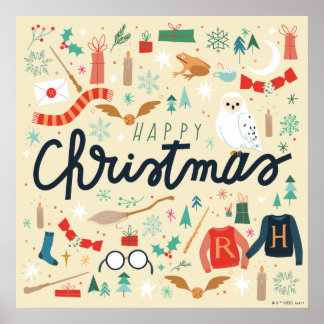 Póster Harry Potter | Happy Christmas With Festive Icons